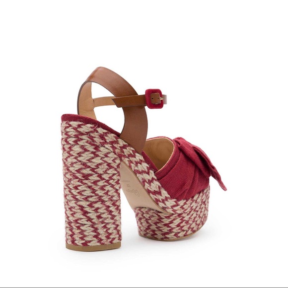 Castaner Adonis Jute Bow Red Heel Espadrilles - Picture 2 of 8